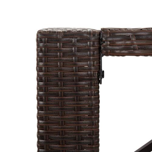 Barbord med glasplade 105x80x110 cm polyrattan brun