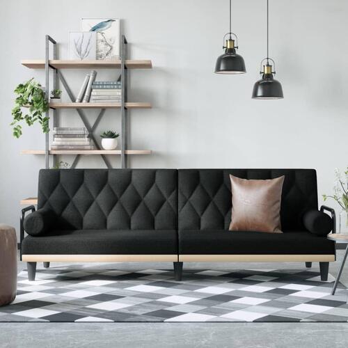 Sovesofa med armlæn stof sort