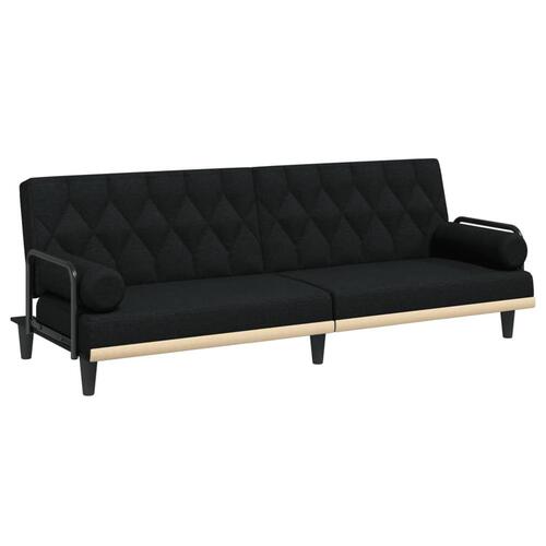 Sovesofa med armlæn stof sort
