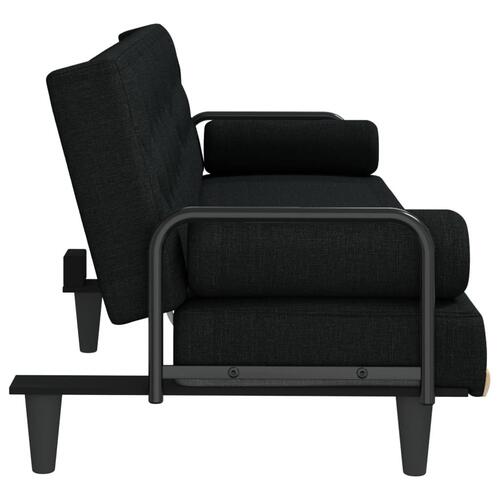Sovesofa med armlæn stof sort