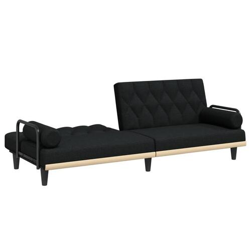 Sovesofa med armlæn stof sort
