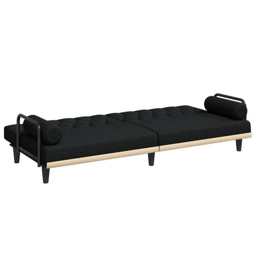 Sovesofa med armlæn stof sort