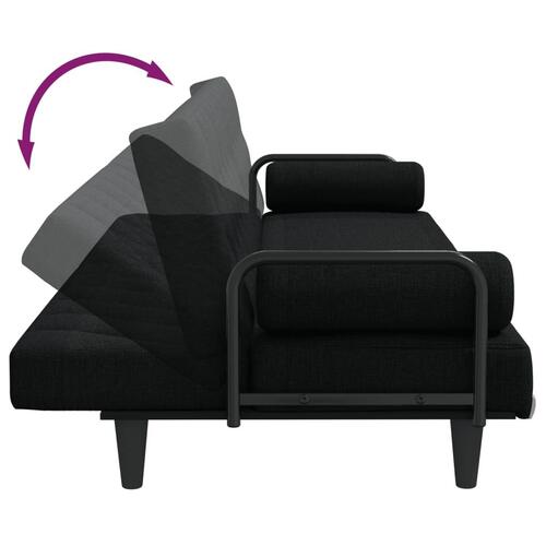 Sovesofa med armlæn stof sort