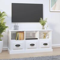 Tv-bord 100x35x50 cm konstrueret træ hvid højglans