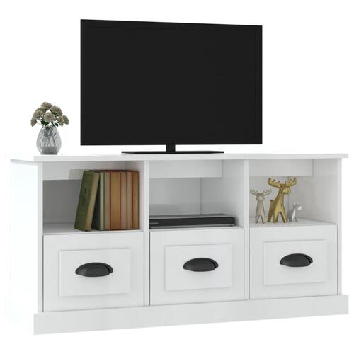 Tv-bord 100x35x50 cm konstrueret træ hvid højglans