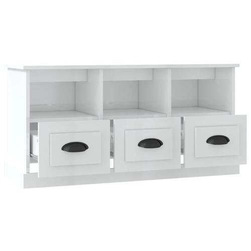 Tv-bord 100x35x50 cm konstrueret træ hvid højglans