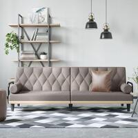 Sovesofa med armlæn stof gråbrun