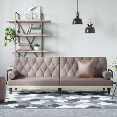 Sovesofa med armlæn stof gråbrun