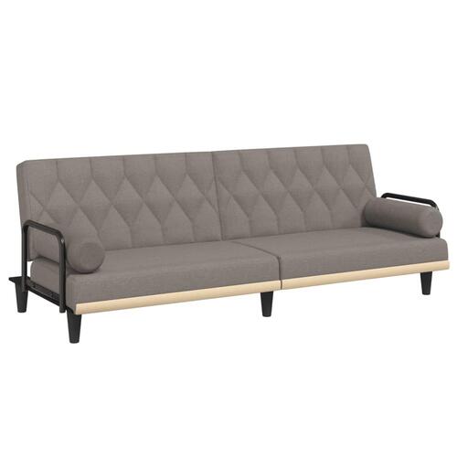 Sovesofa med armlæn stof gråbrun