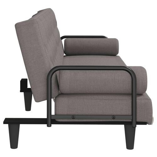 Sovesofa med armlæn stof gråbrun