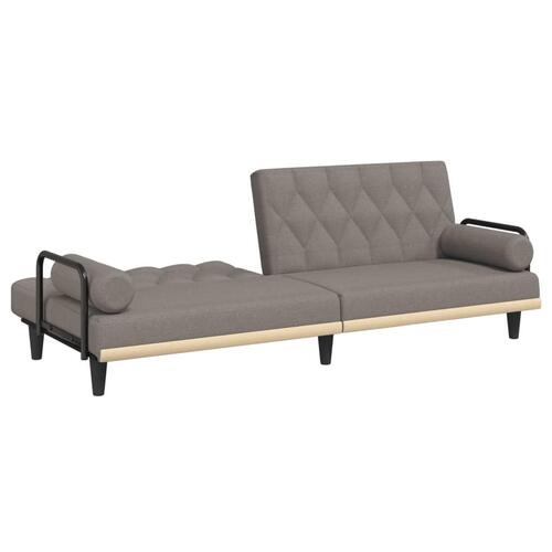 Sovesofa med armlæn stof gråbrun