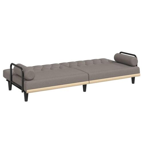 Sovesofa med armlæn stof gråbrun