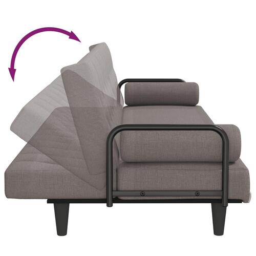 Sovesofa med armlæn stof gråbrun