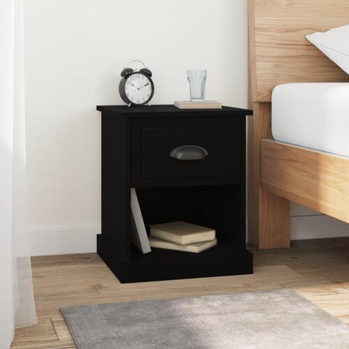 Sengeborde 2 stk. 39x39x47,5 cm konstrueret træ sort