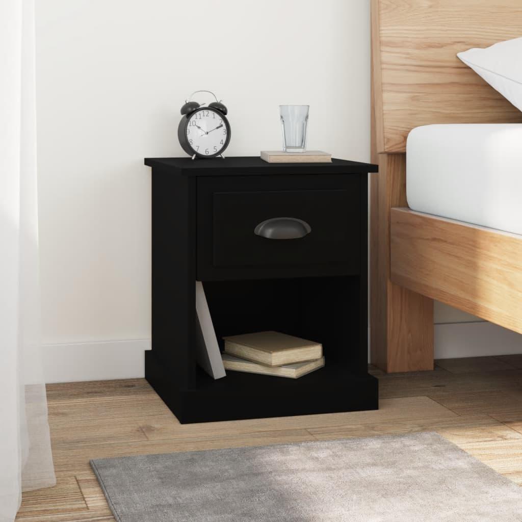 Sengeborde 2 stk. 39x39x47,5 cm konstrueret træ sort