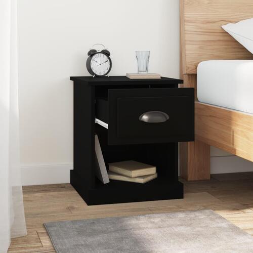 Sengeborde 2 stk. 39x39x47,5 cm konstrueret træ sort