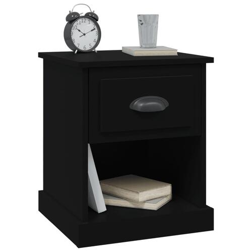 Sengeborde 2 stk. 39x39x47,5 cm konstrueret træ sort