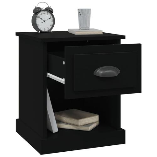 Sengeborde 2 stk. 39x39x47,5 cm konstrueret træ sort