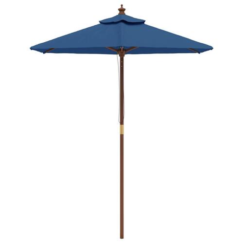 Haveparasol med træstang 196x231 cm azurblå