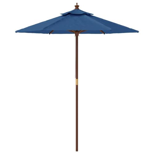 Haveparasol med træstang 196x231 cm azurblå