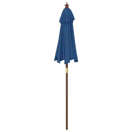 Haveparasol med træstang 196x231 cm azurblå