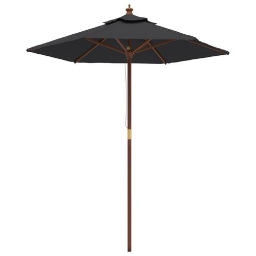Haveparasol med træstang 196x231 cm sort