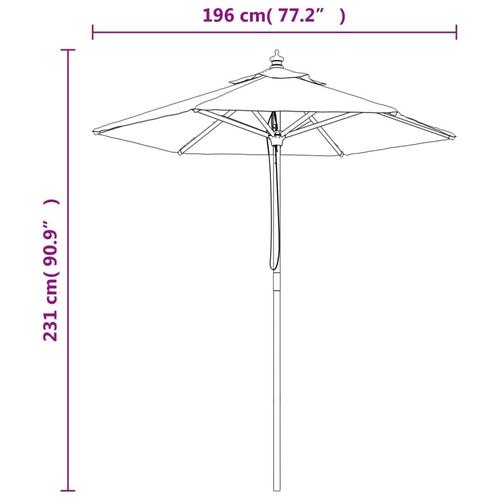 Haveparasol med træstang 196x231 cm sort