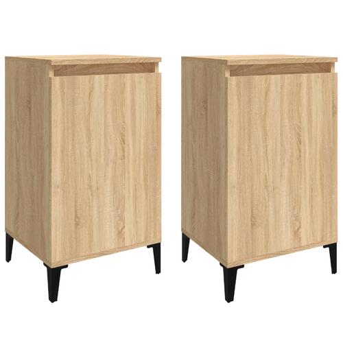 Sengeborde 2 stk. 40x35x70 cm konstrueret træ sonoma-eg