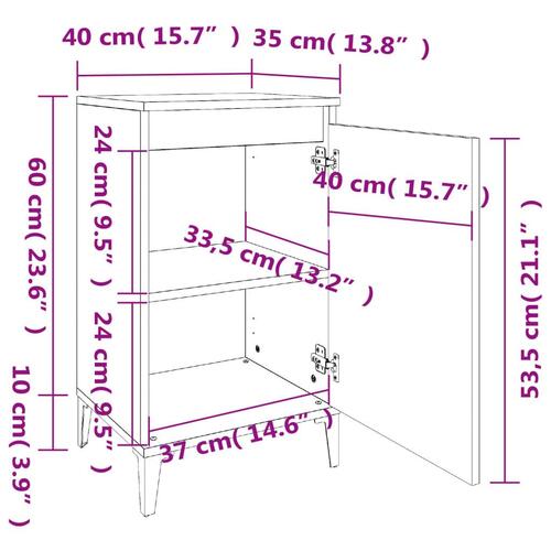 Sengeborde 2 stk. 40x35x70 cm konstrueret træ sonoma-eg