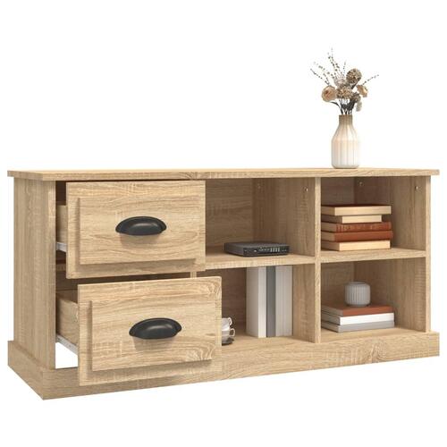 Tv-bord 102x35,5x47,5 cm konstrueret træ sonoma-eg