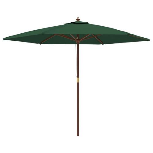 Haveparasol med træstang 299x240 cm grøn