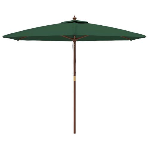 Haveparasol med træstang 299x240 cm grøn