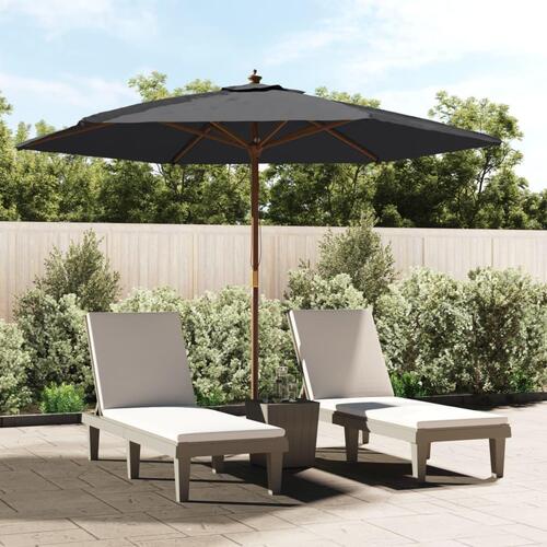 Haveparasol med træstang 299x240 cm sort