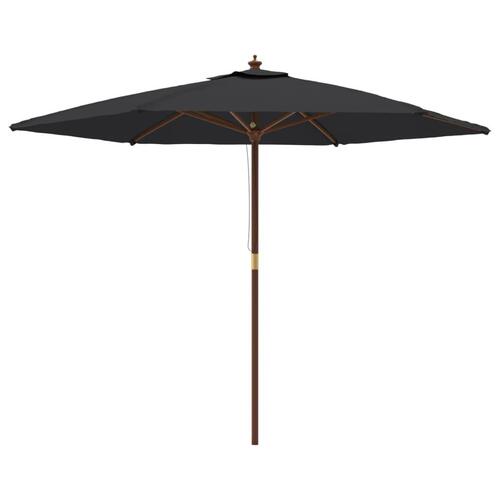 Haveparasol med træstang 299x240 cm sort