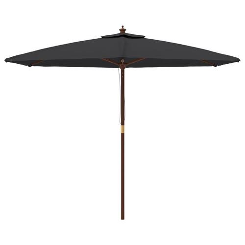 Haveparasol med træstang 299x240 cm sort