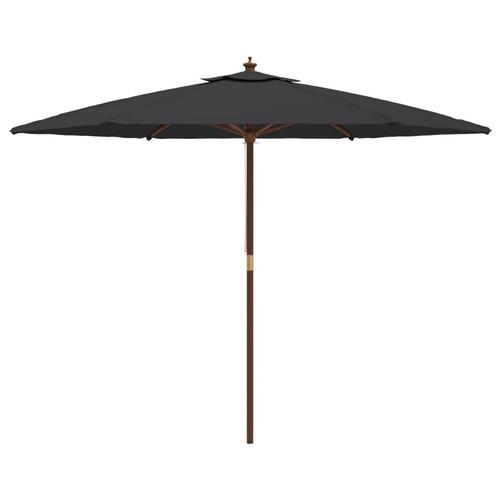 Haveparasol med træstang 299x240 cm sort