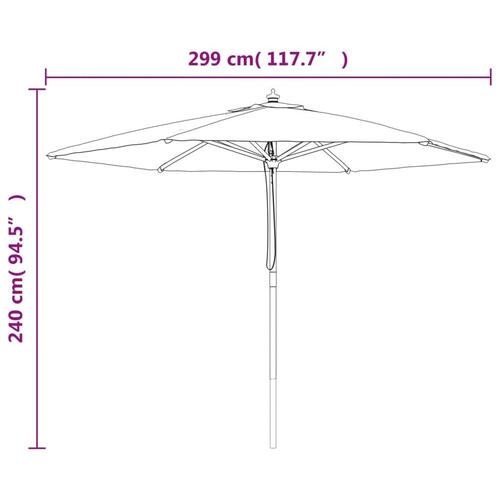 Haveparasol med træstang 299x240 cm sort