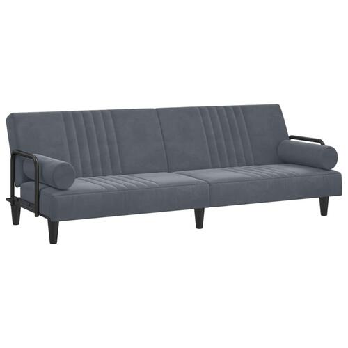 Sovesofa med armlæn velour mørkegrå