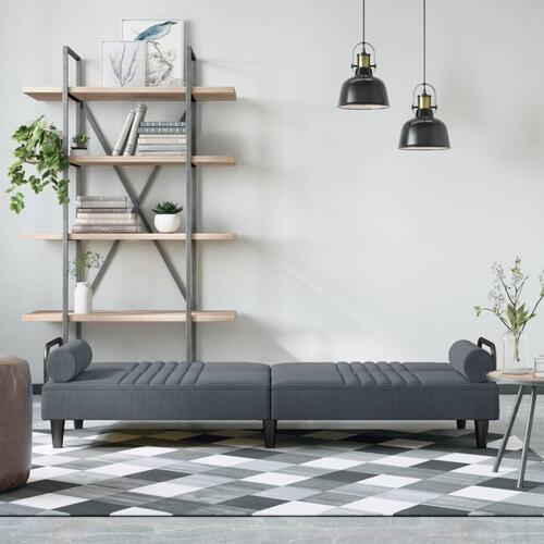 Sovesofa med armlæn velour mørkegrå