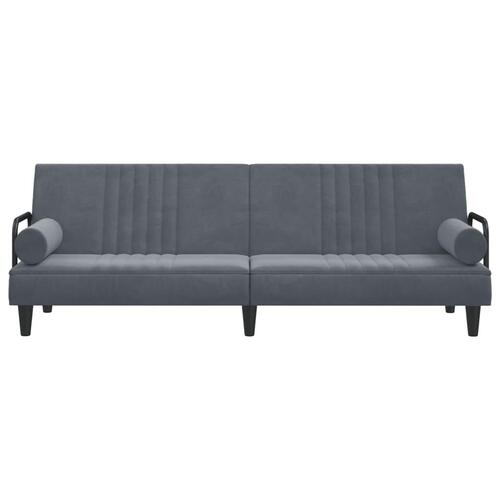 Sovesofa med armlæn velour mørkegrå