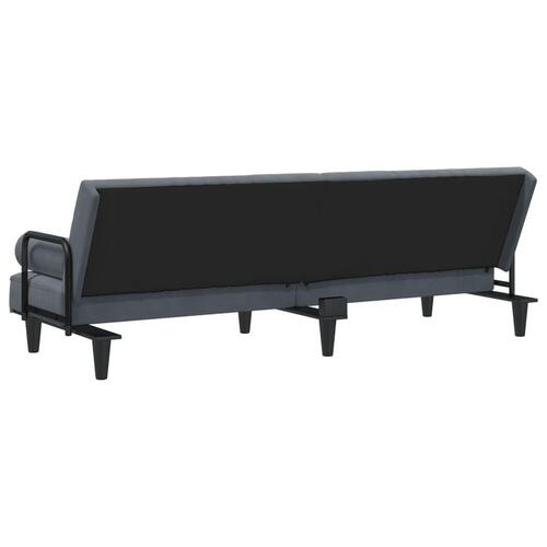 Sovesofa med armlæn velour mørkegrå