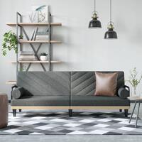 Sovesofa med armlæn stof mørkegrå