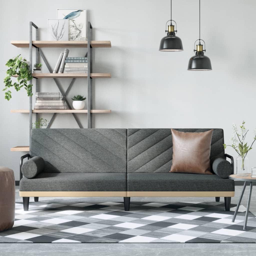 Sovesofa med armlæn stof mørkegrå