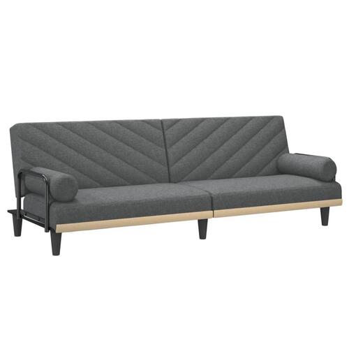 Sovesofa med armlæn stof mørkegrå