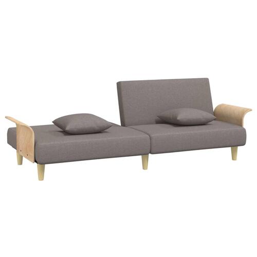 Sovesofa med armlæn stof gråbrun