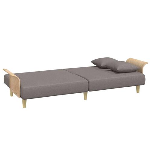 Sovesofa med armlæn stof gråbrun