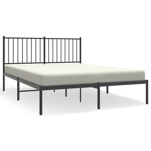 Sengeramme med sengegavl 135x190 cm metal sort