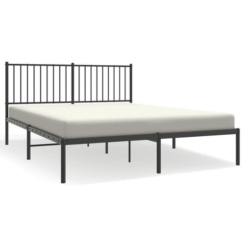 Sengeramme med sengegavl 150x200 cm metal sort