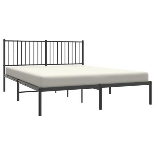 Sengeramme med sengegavl 150x200 cm metal sort