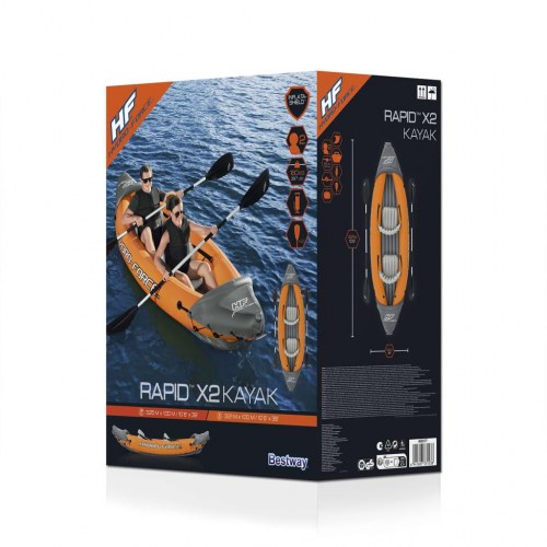 Bestway Hydro-Force Rapid X2 oppusteligt kajaksæt - 2-personers, orange/grå